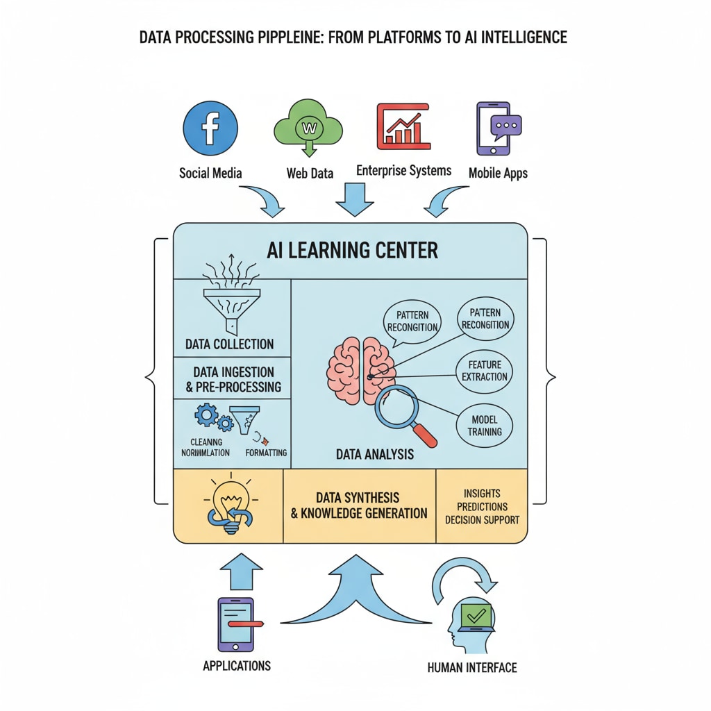 The process of data integration in an AI learning center for evaluating student mastery
