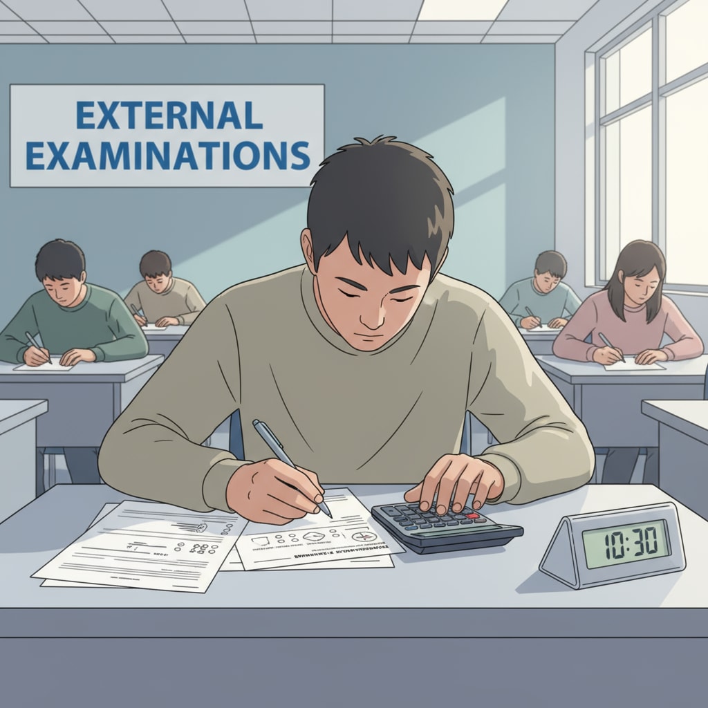 Student taking an external exam important for college applications