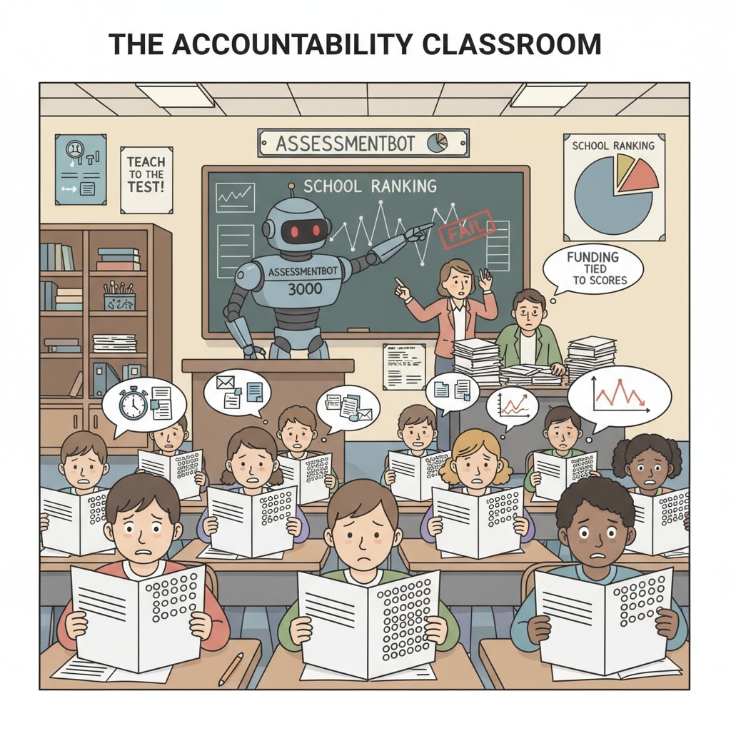 Classroom scene influenced by education accountability policies related to NCLB and school leadership