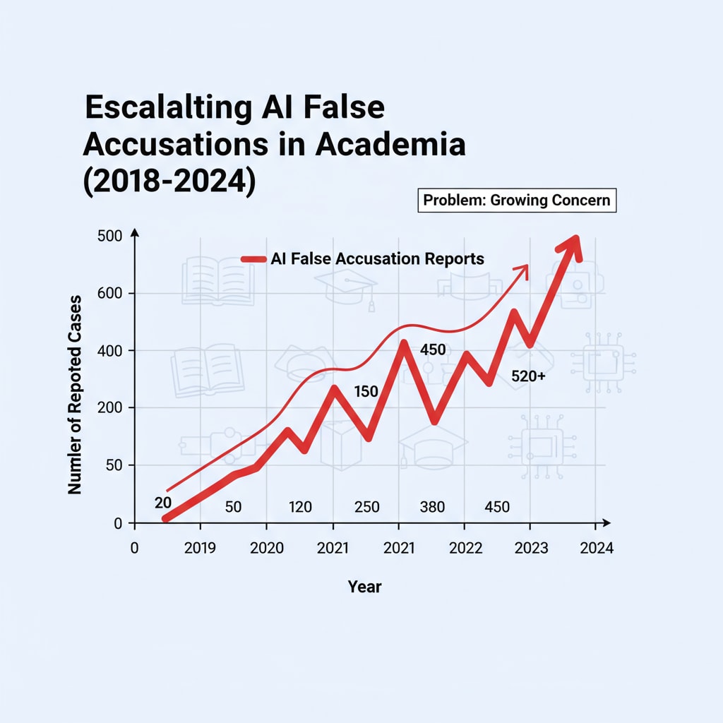 Graph showing increasing AI false accusations in academic institutions
