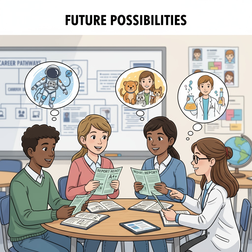 Students discussing grades and future employment