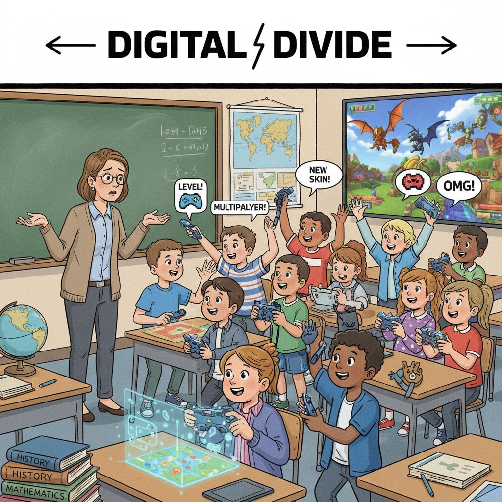 Image depicting the digital divide between teacher and students regarding video games and student interests