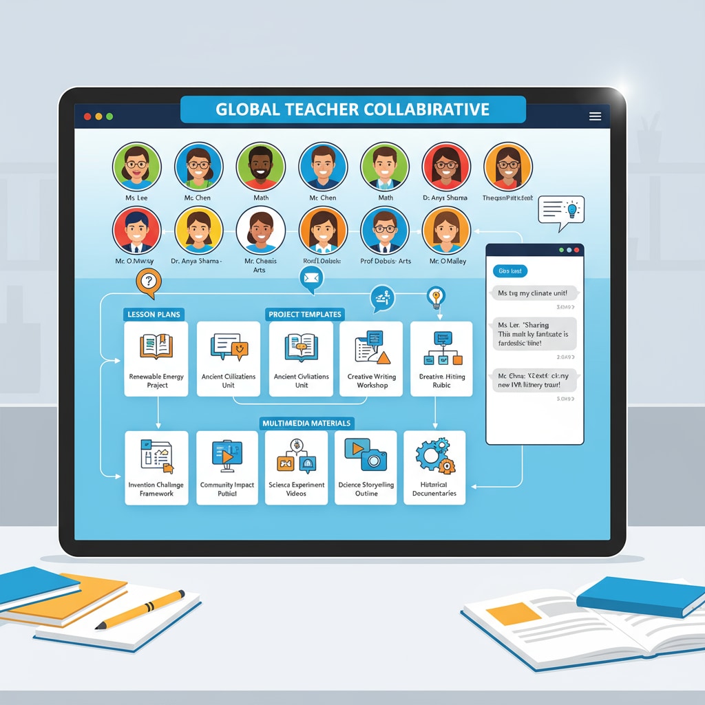 Teachers collaborating on a digital platform for project - based learning resource sharing