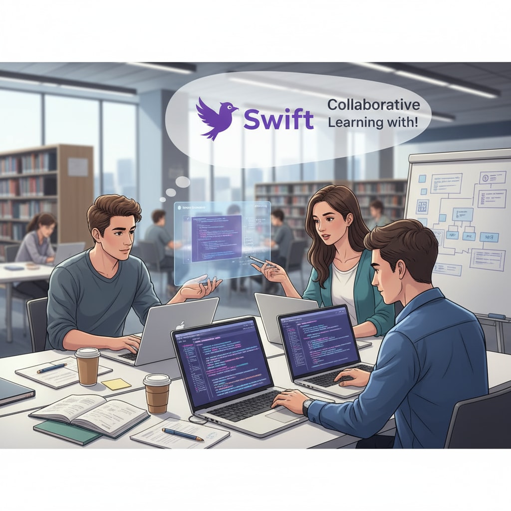 Students coding with Swift for the Swift Student Challenge and career development in software