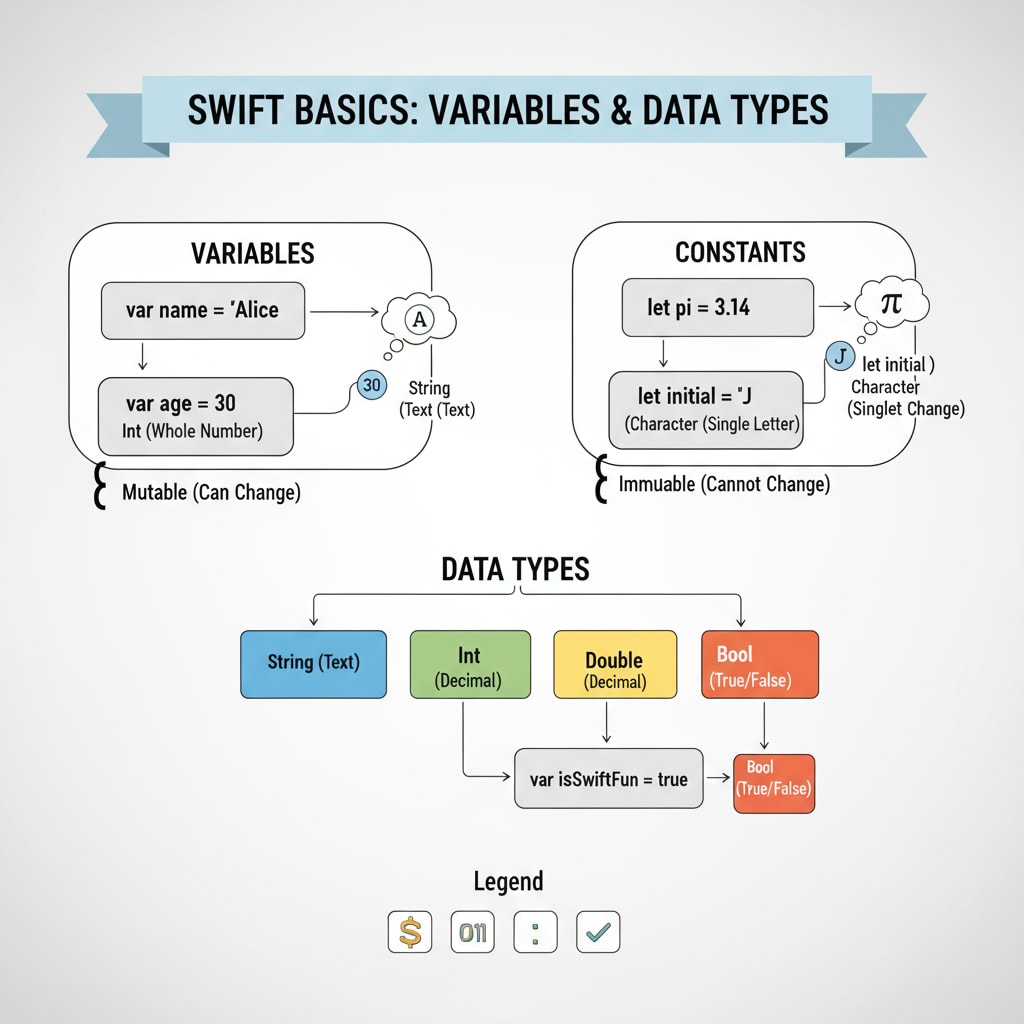 Diagram of basic Swift programming concepts for Swift Student Challenge preparation