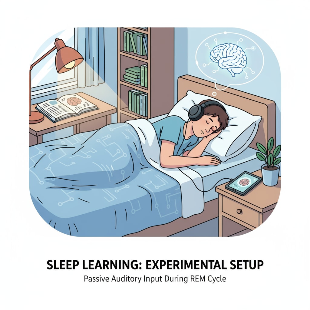 A student practicing sleep learning for better memory acquisition and learning efficiency.