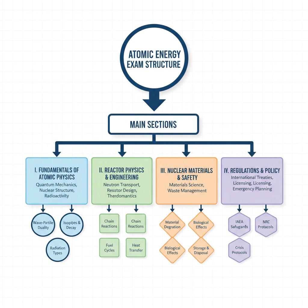 Diagram of the atomic energy exam sections for Jr. Executive position