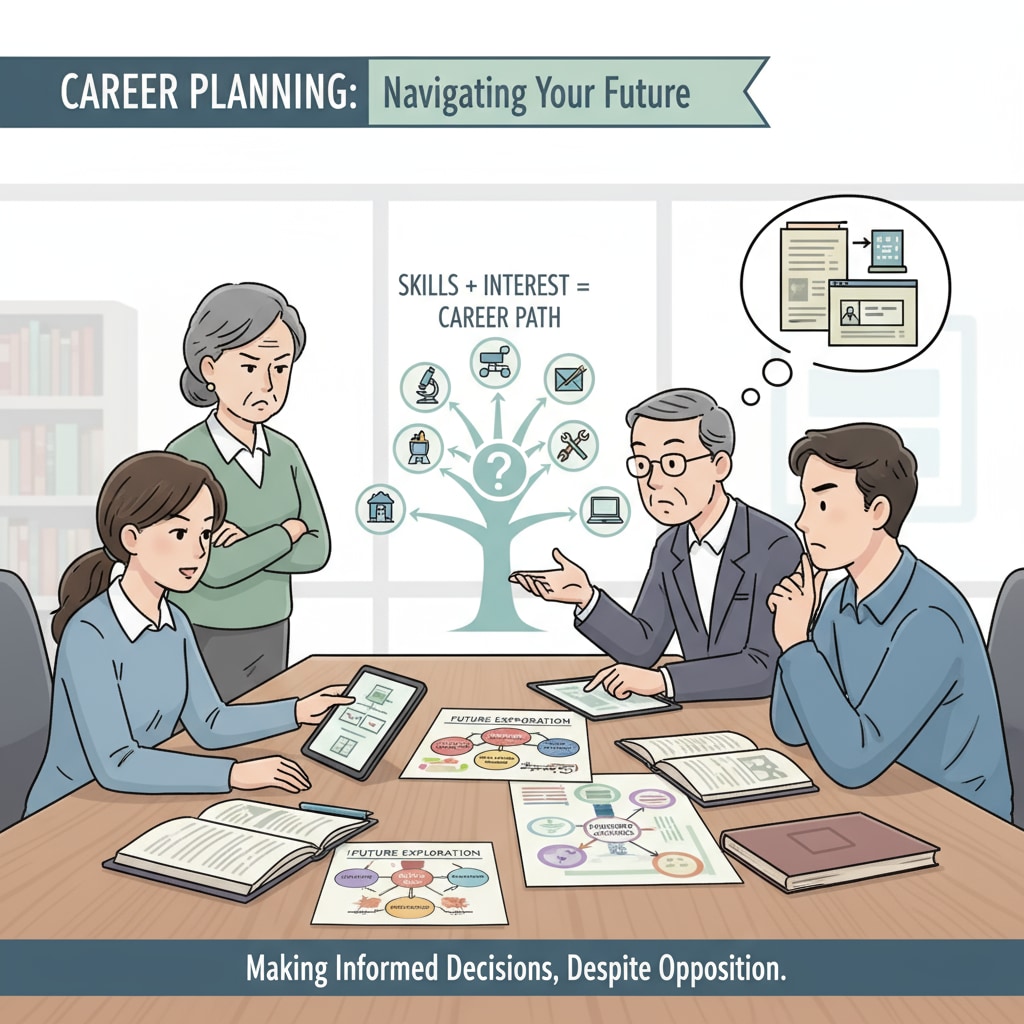 People discussing career planning in the context of family support