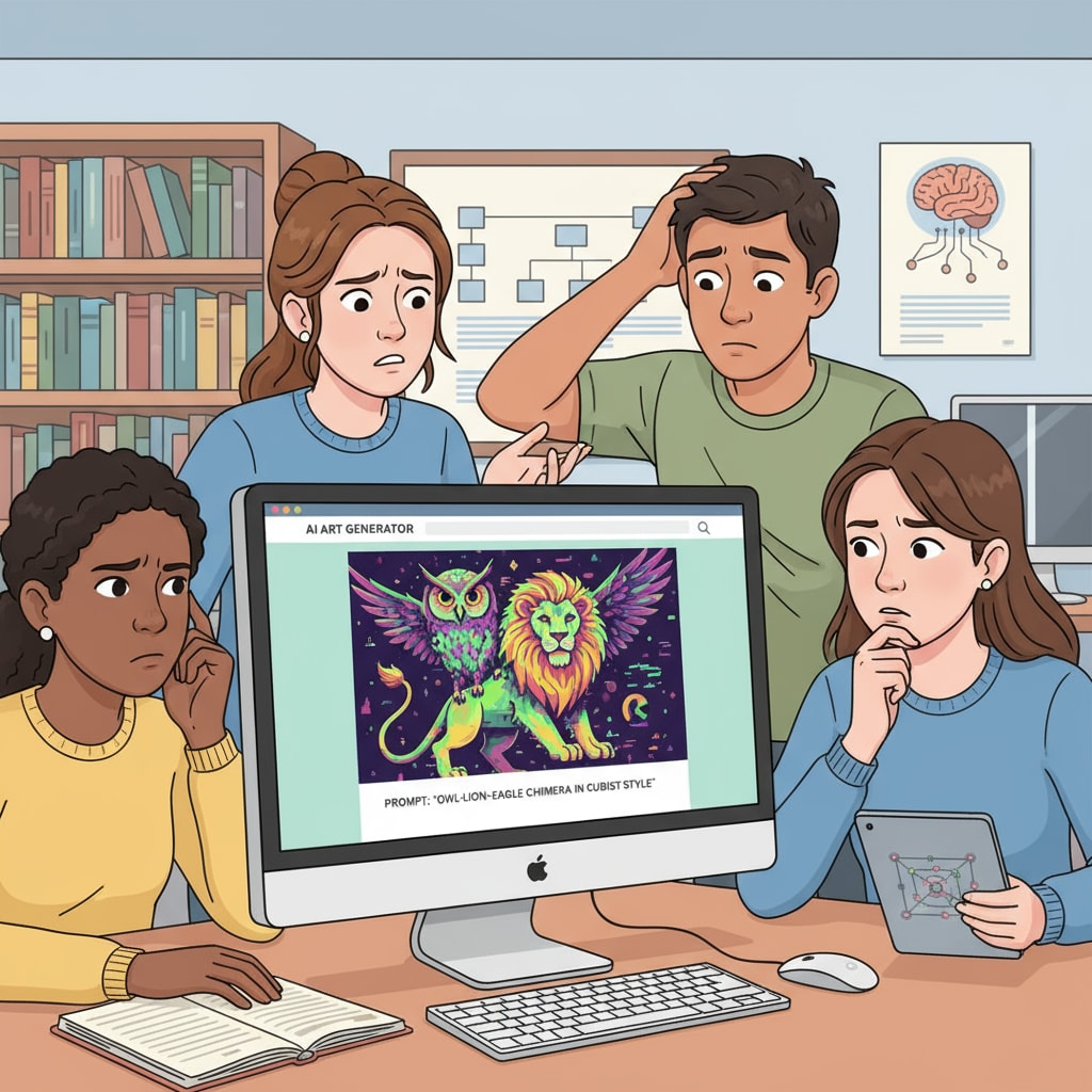 Students confused by AI-generated image on high school website, highlighting educational integrity issue