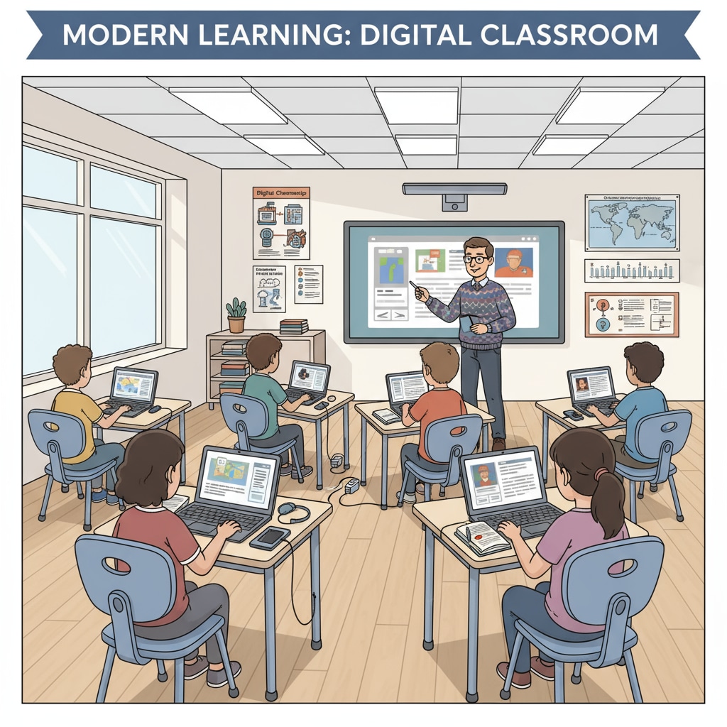 Digital learning in middle school classroom during post-pandemic era