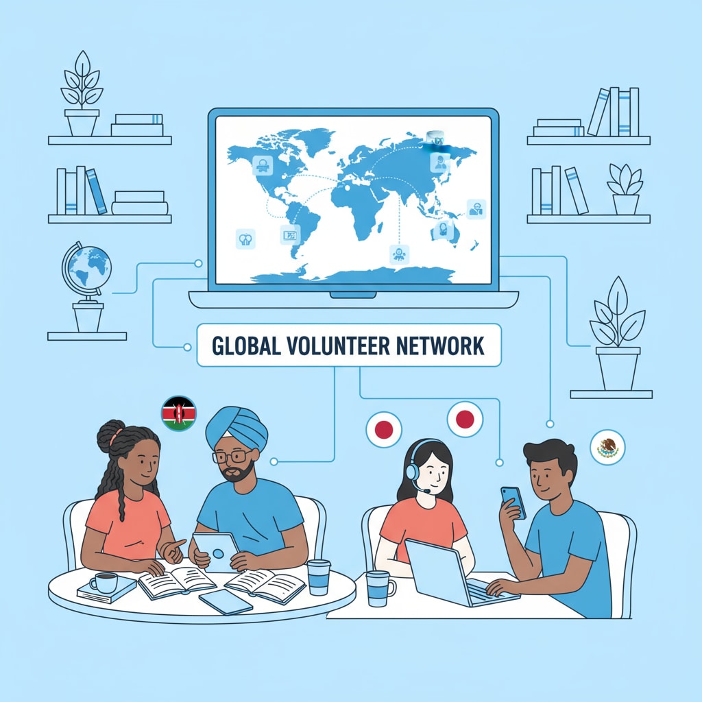 International students collaborating on an online project relevant to university applications, scholarships, and extracurriculars