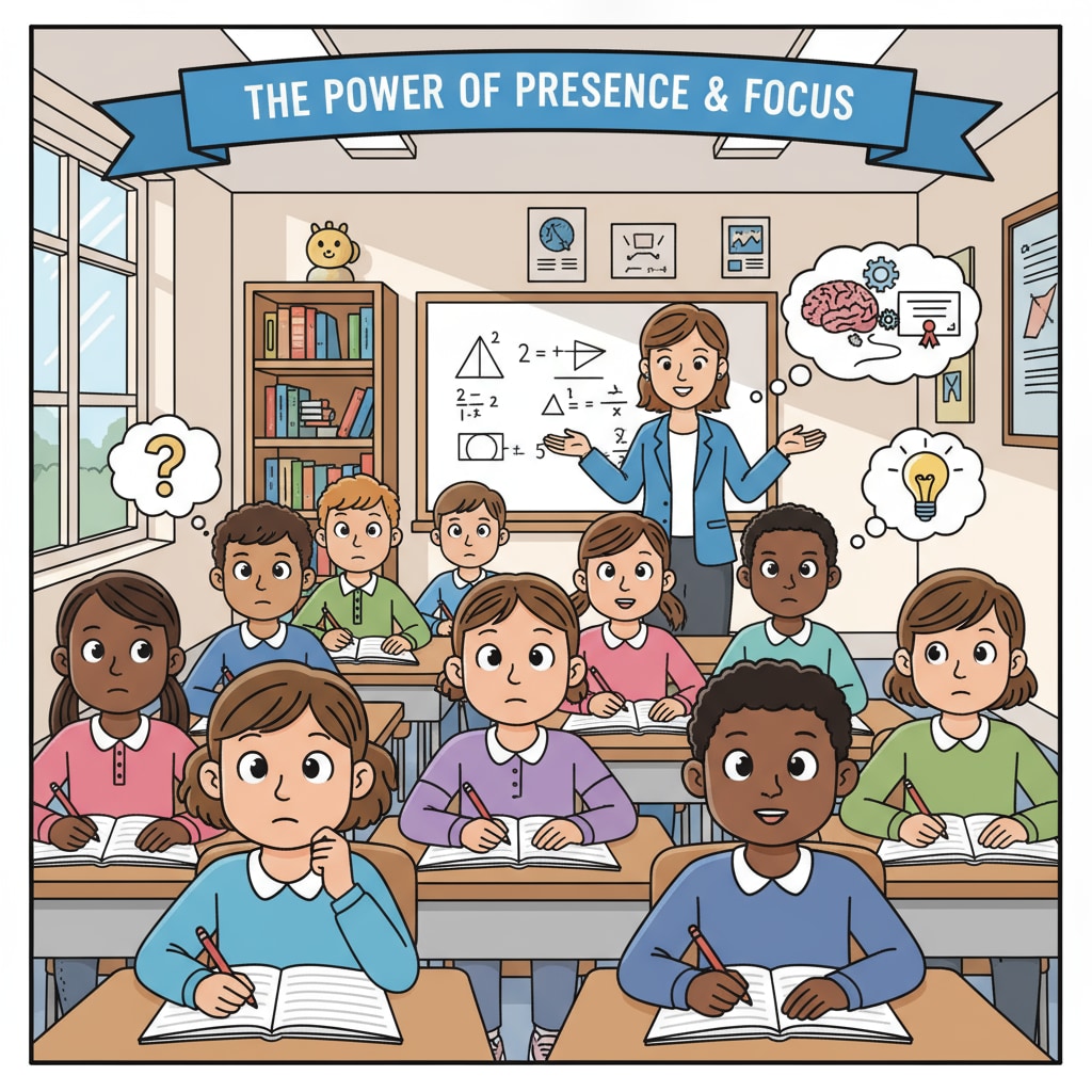 K12 students in a classroom demonstrating lecture attendance and concentration