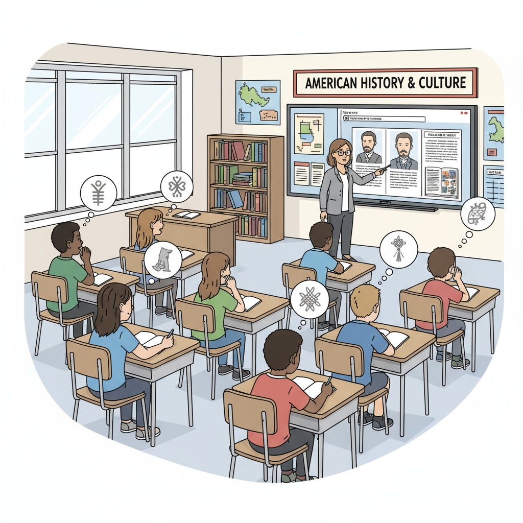 American K12 classroom with students affected by cultural biases in teaching materials