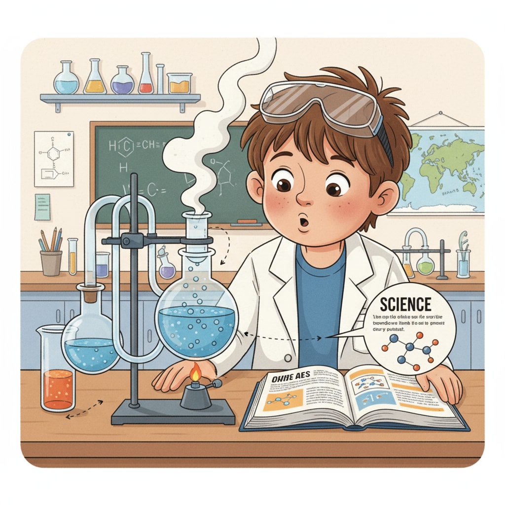 Curious child observing a science experiment