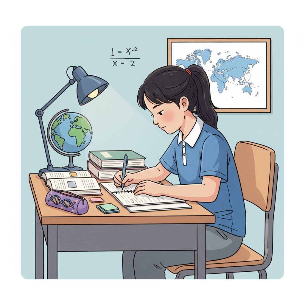 Student consolidating knowledge from textbooks for exam revision to enhance academic success