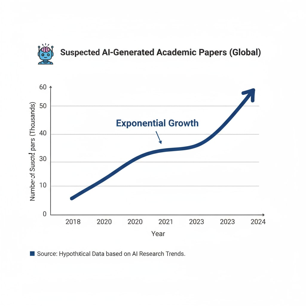 Graph depicting the rise in suspected AI-generated papers