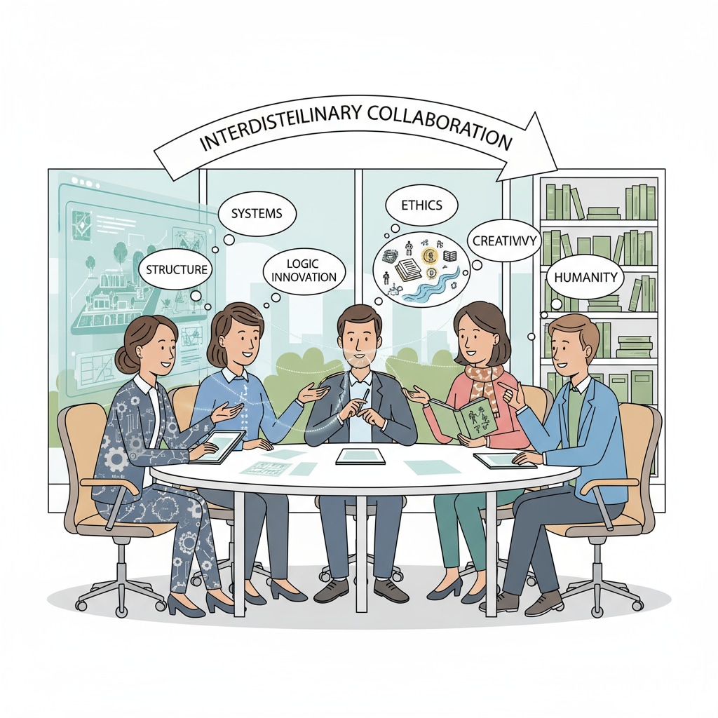 Engineers collaborating with liberal arts individuals for educational enhancement.