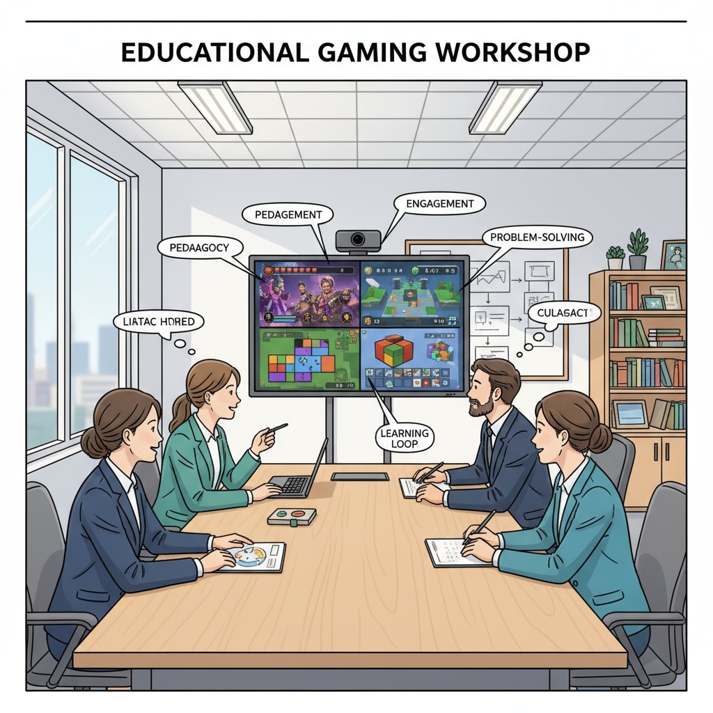 Teachers learning about video game interfaces in a workshop