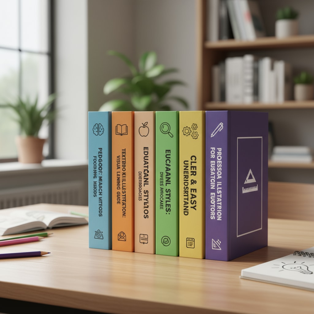 A collection of educational books neatly arranged on a wooden table, showing spines with titles related to pedagogy A set of pedagogy textbooks, introductory texts, and classic references on display