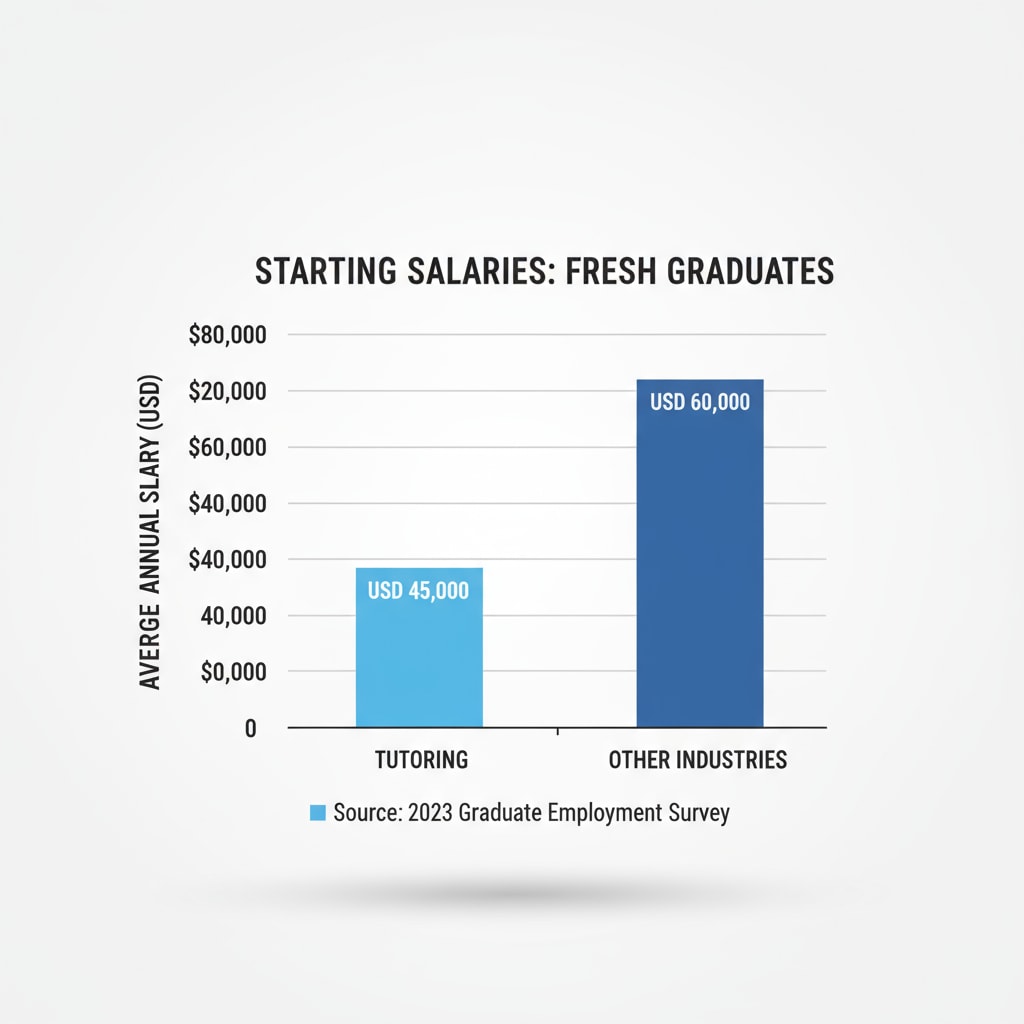 Graph comparing starting salaries of fresh graduates in tutoring and other fields