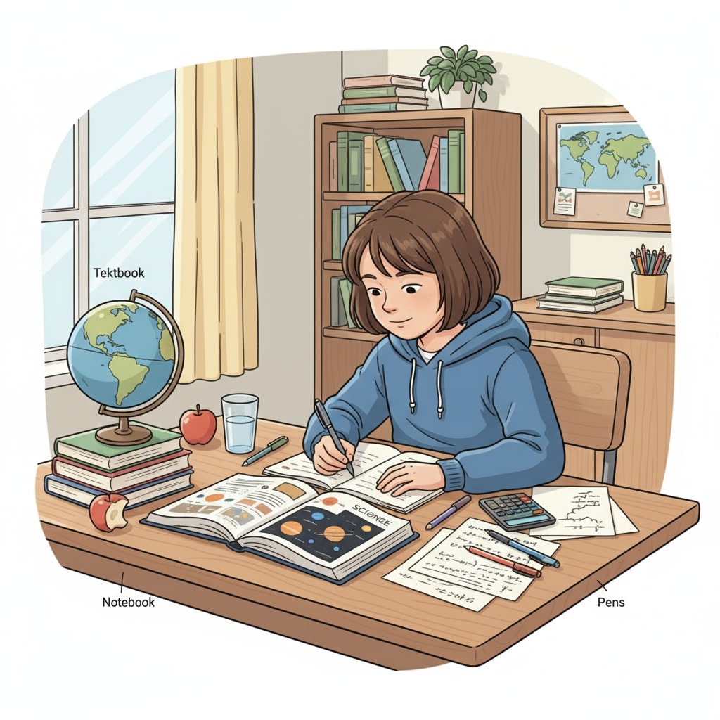 K12 student engaged in self-study