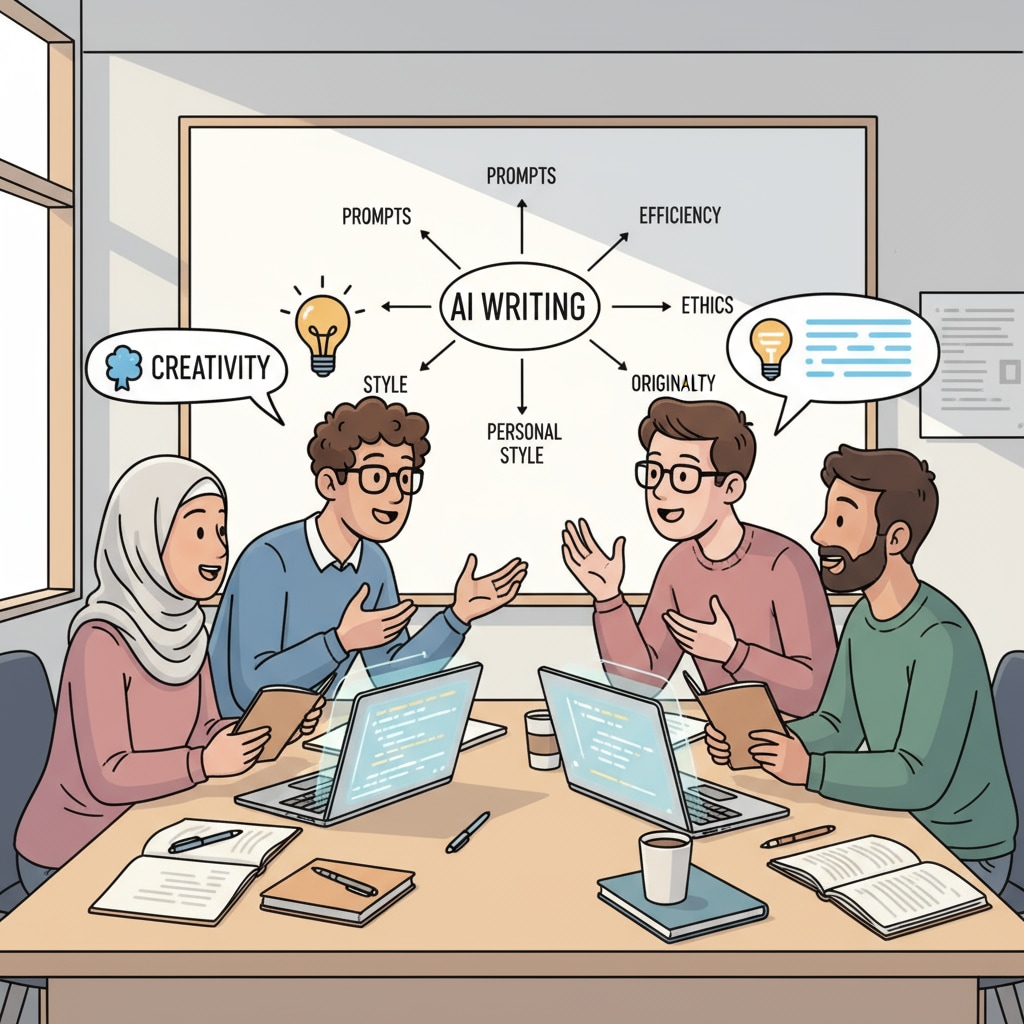 Classroom discussion on AI writing, authenticity, writing style, and teaching methods