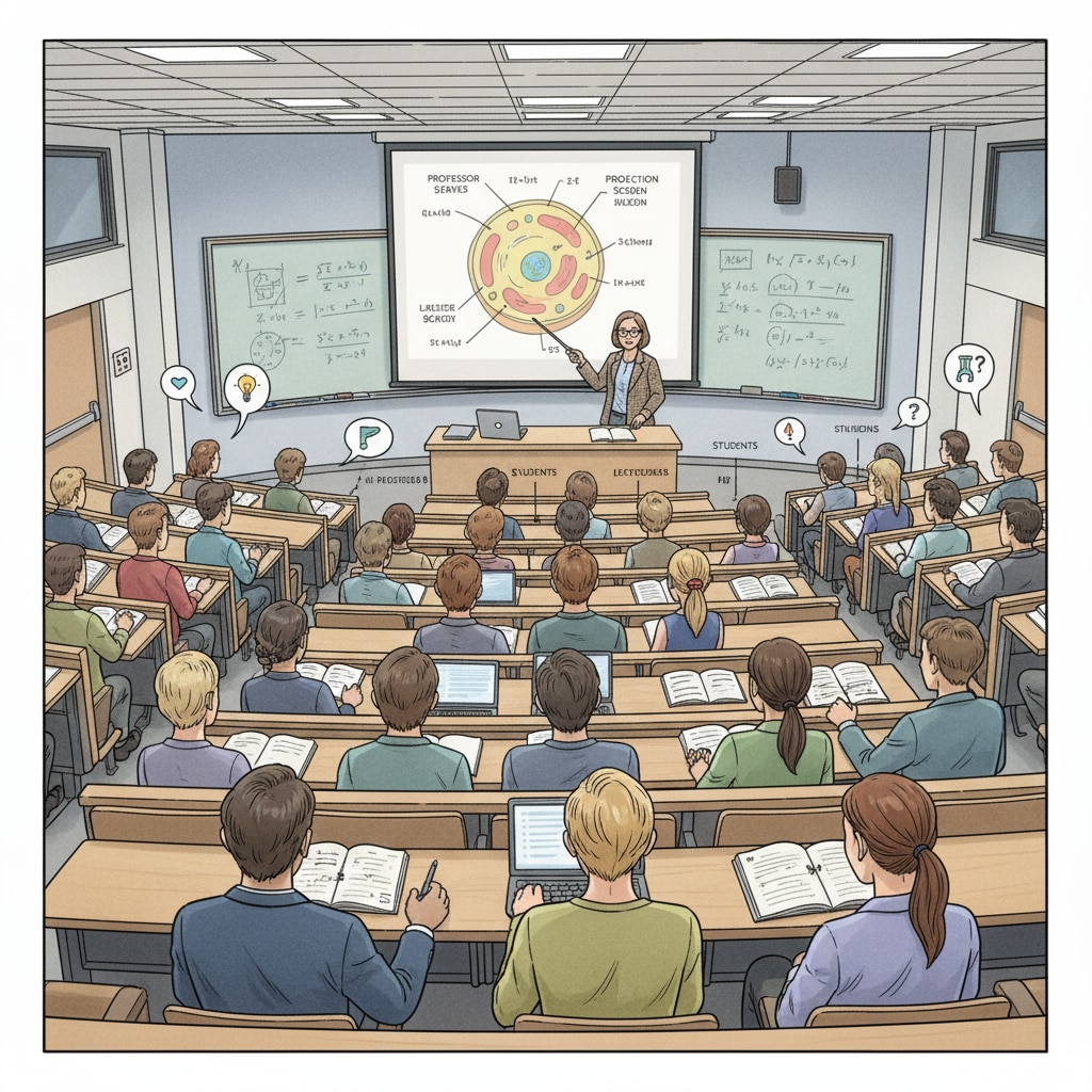 Students attending a university lecture related to career choices and higher education