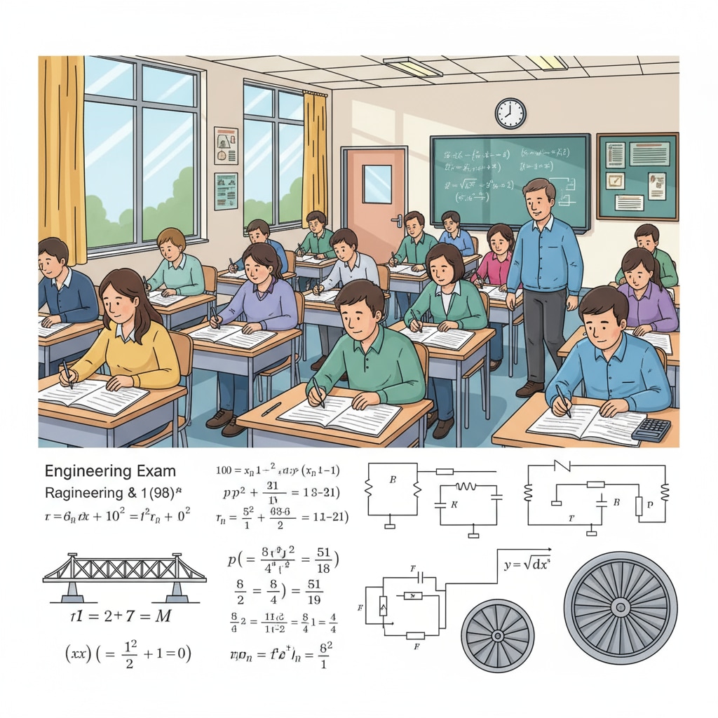 Students taking a specialized engineering entrance exam