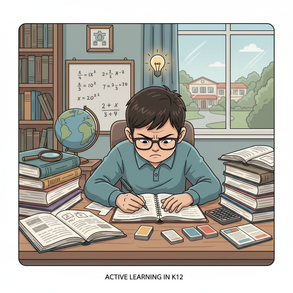 K12 student focused on exam preparation