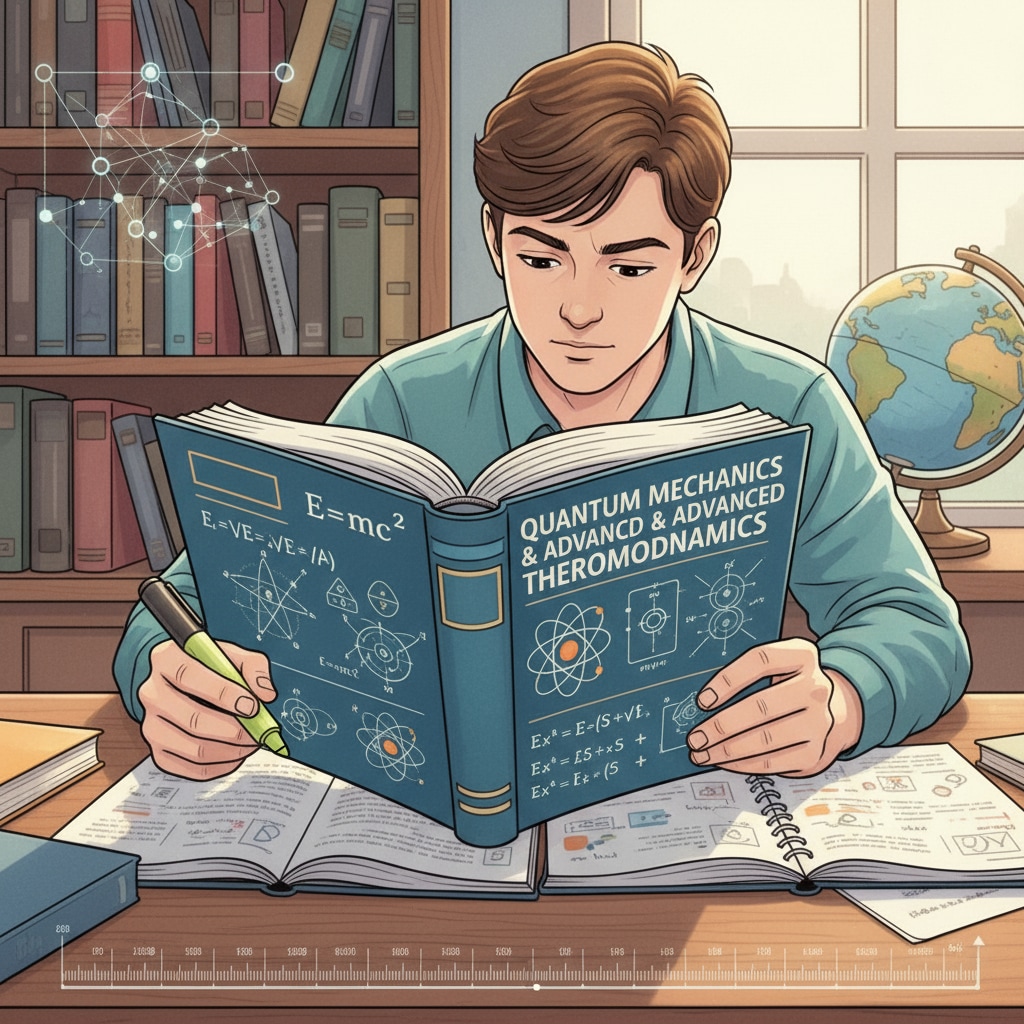 Student focused on challenging academic material for college admissions