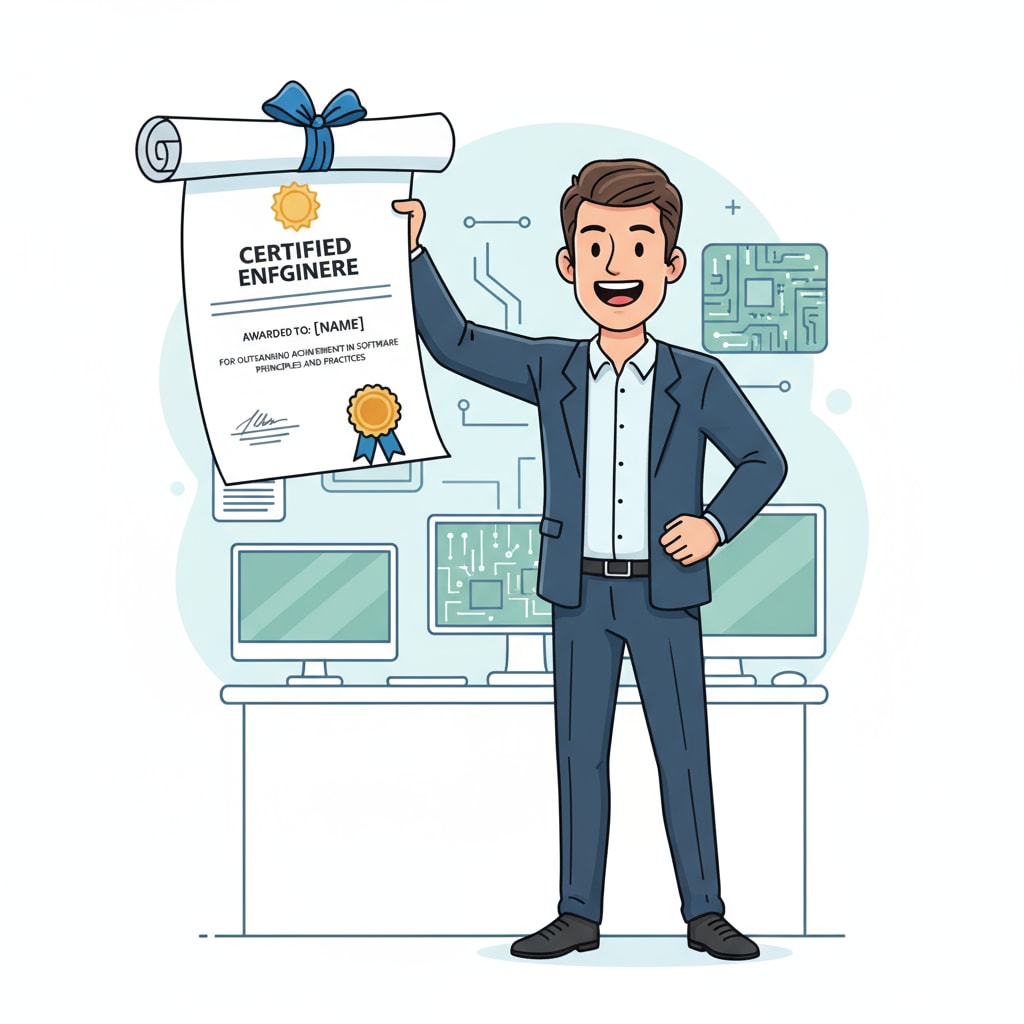 Person holding a software engineering certification diploma relevant to software engineering certifications, resume enhancement, and IBM AI certificates