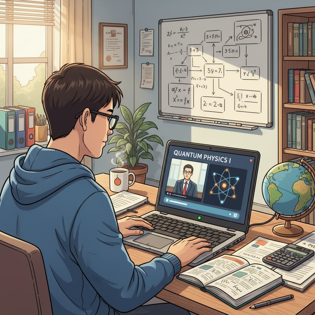 An overseas student studying online to earn high school credits.