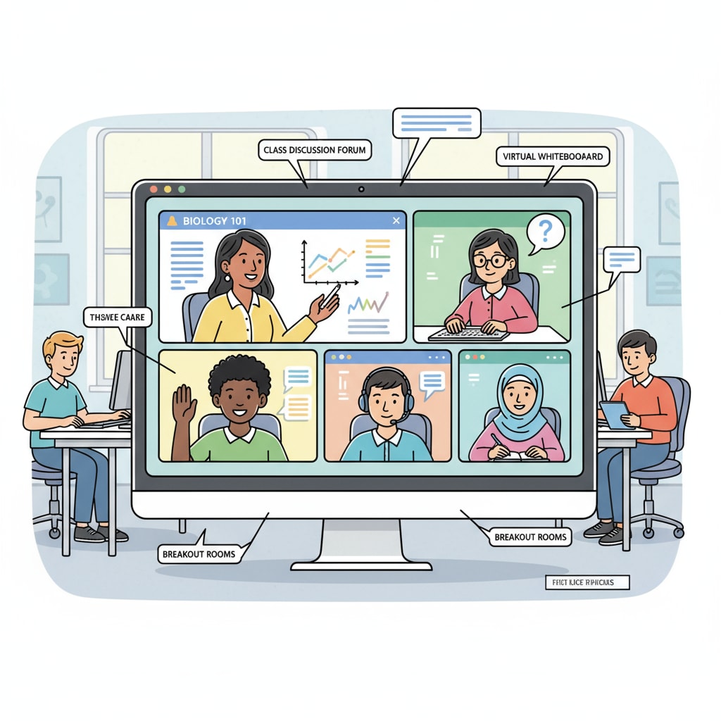 Overseas students engaging in an online high school learning environment.