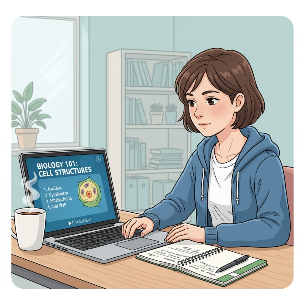 A person using an online platform to earn high school credits.