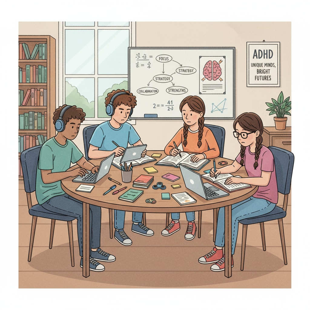 ADHD teenagers studying together, related to academic setbacks, family education, ADHD, and self-discipline