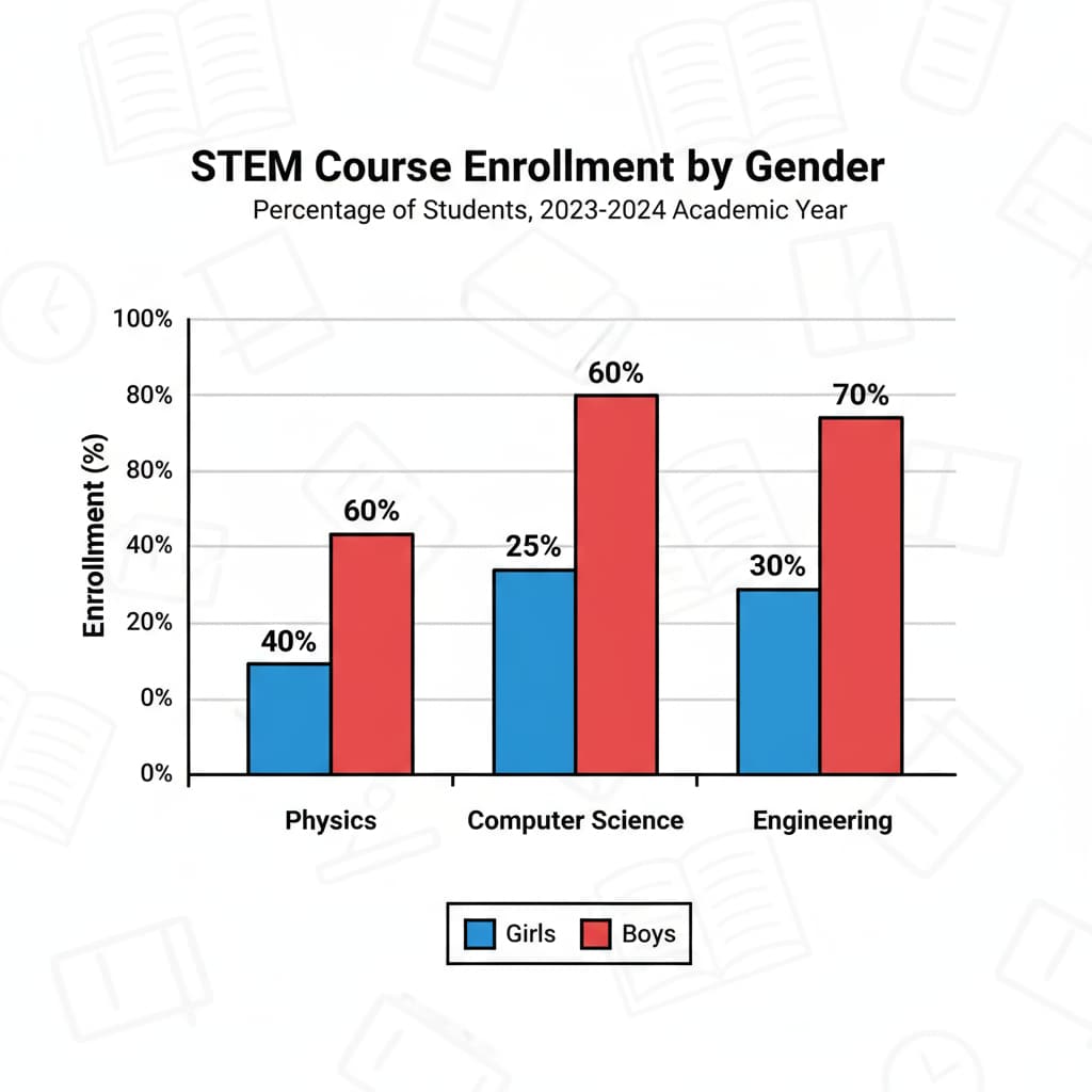 Graph showing gender differences in STEM course enrollment