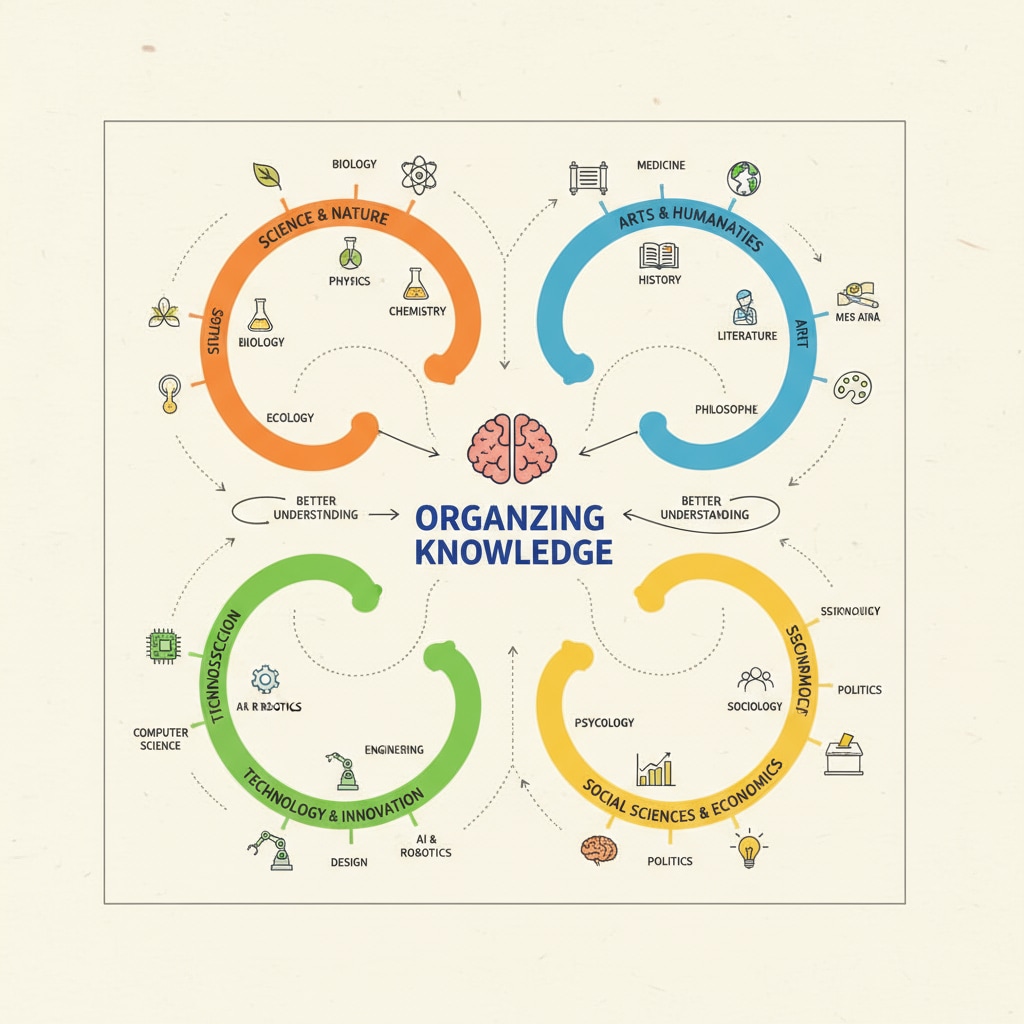 A colorful mind map used for organizing knowledge as part of efficient learning methods