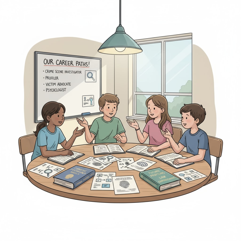 K12 students discussing forensic psychology career plans