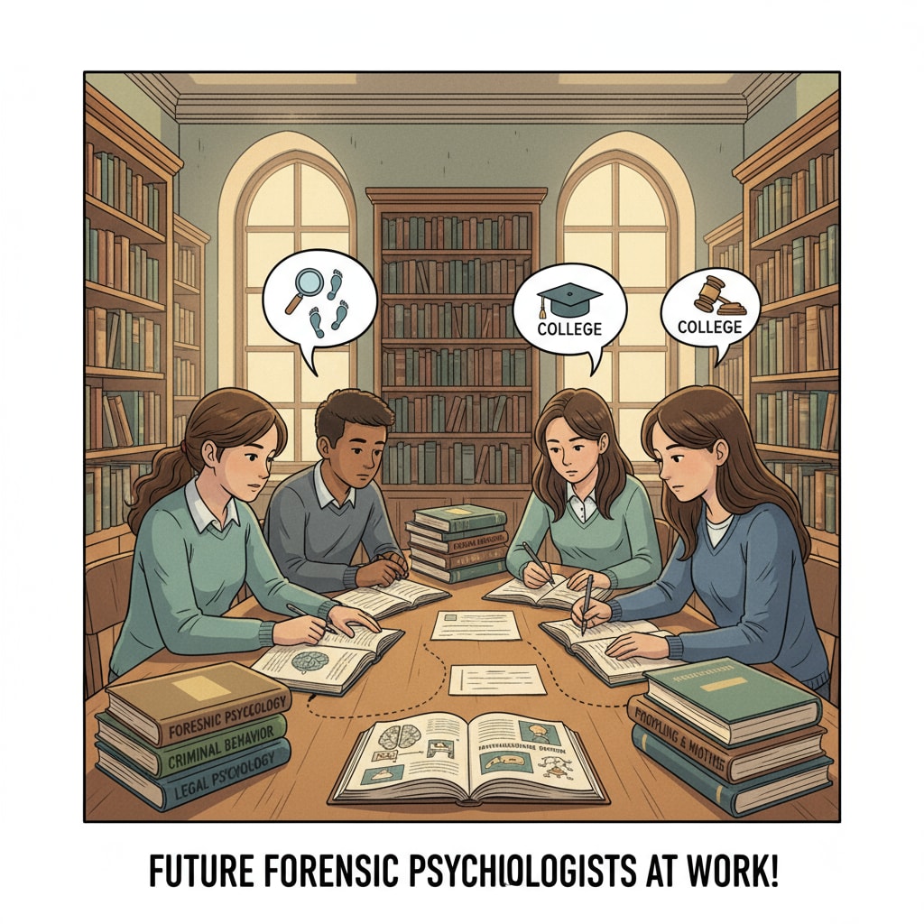 High school students studying psychology textbooks for forensic psychology college majors