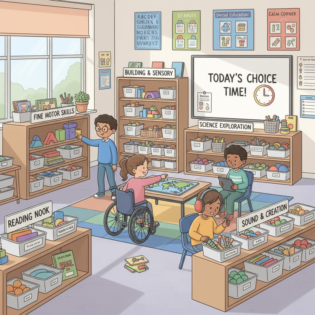 Special education students exercising their right to autonomous choice by selecting learning materials