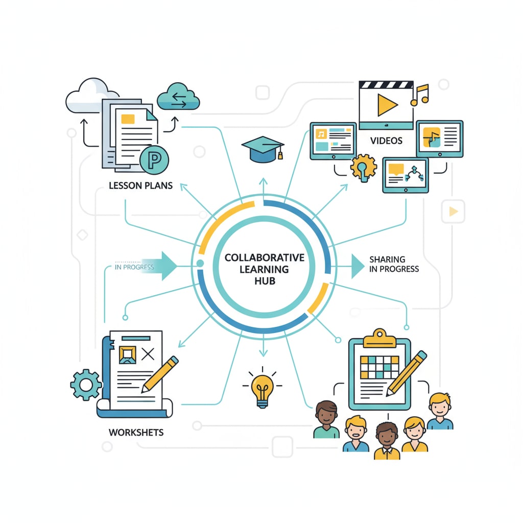 Teachers sharing educational resources related to project-based learning on a collaborative platform