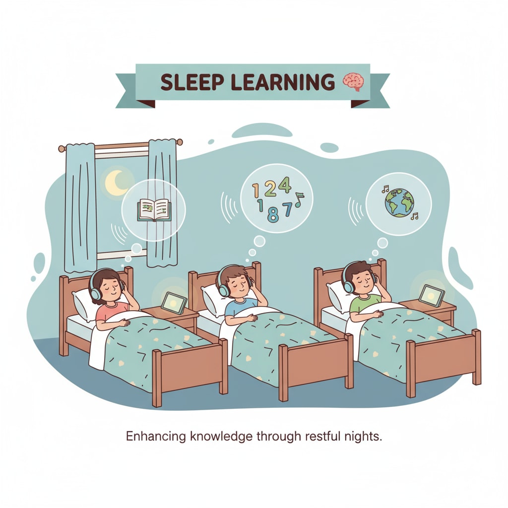 Children engaged in sleep learning for language learning and passive learning