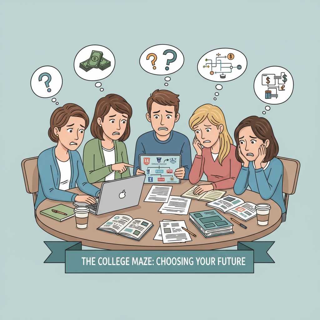 Students discussing college plans without family support