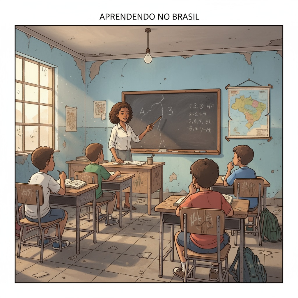 Brazilian education system with limited resources in a classroom