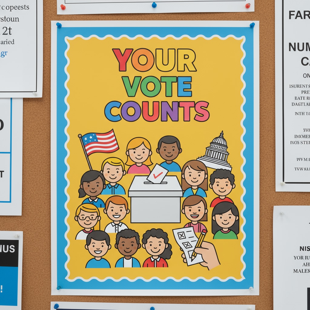 A poster promoting college student voting for enhancing political participation on campus