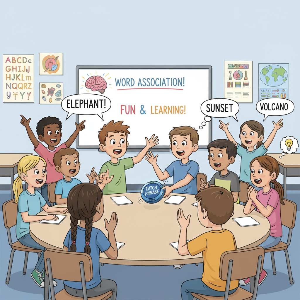 Students playing the Catch Phrase game to enhance English skills and creative learning