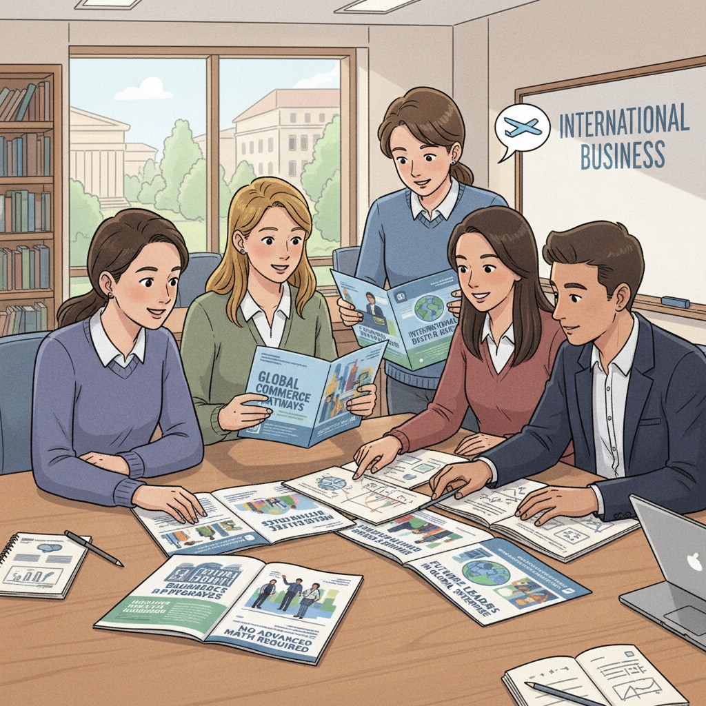 Students interested in international business degrees for Commerce without math