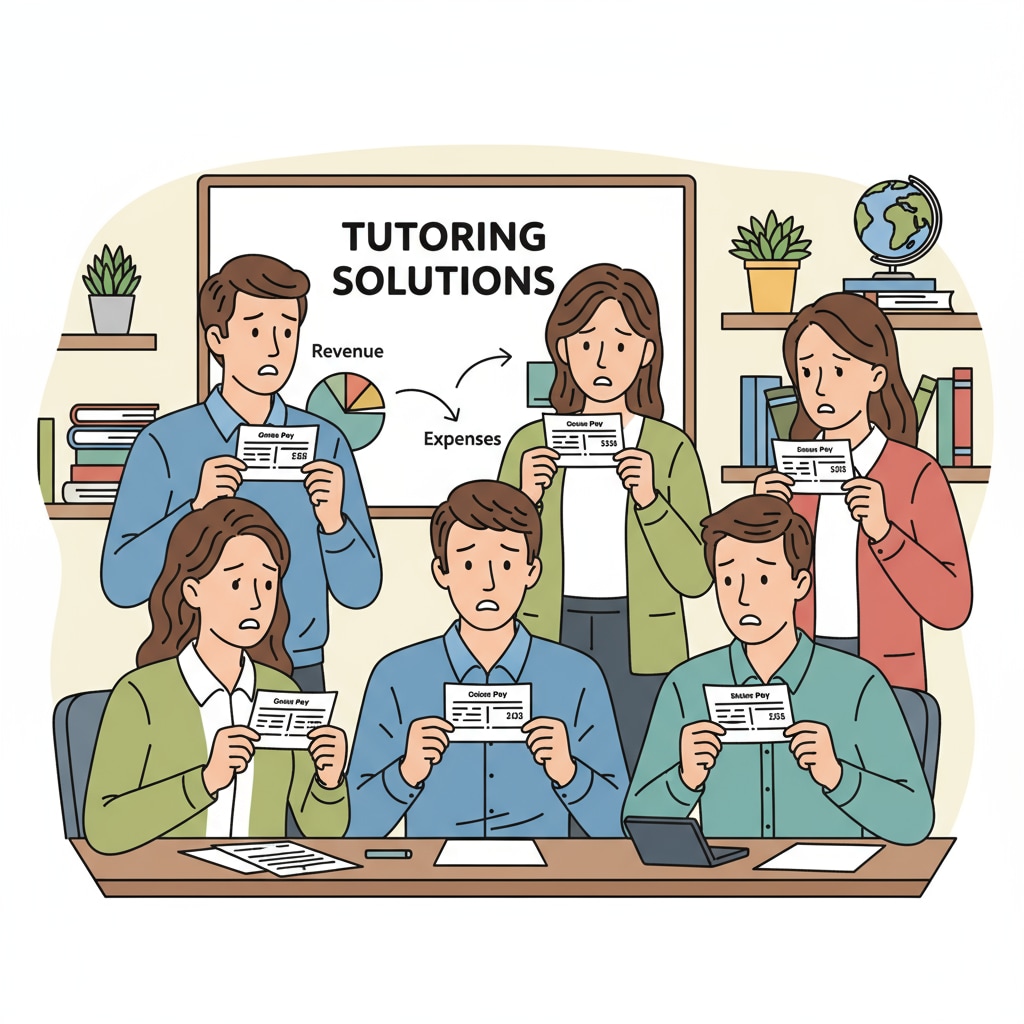 University graduates in an Australian tutoring company office, looking concerned about low salaries