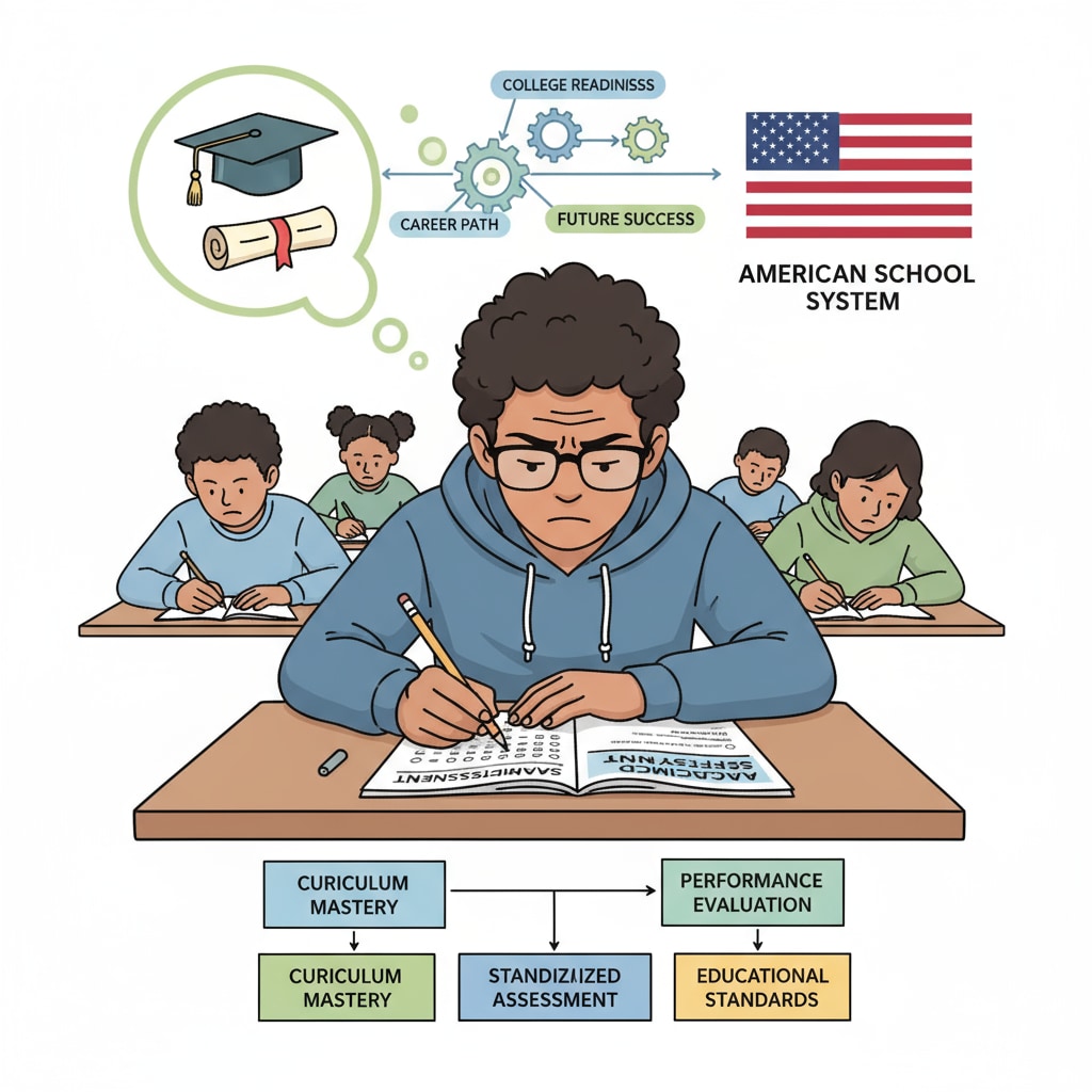 A student taking a standardized test related to the American education, social screening, school system