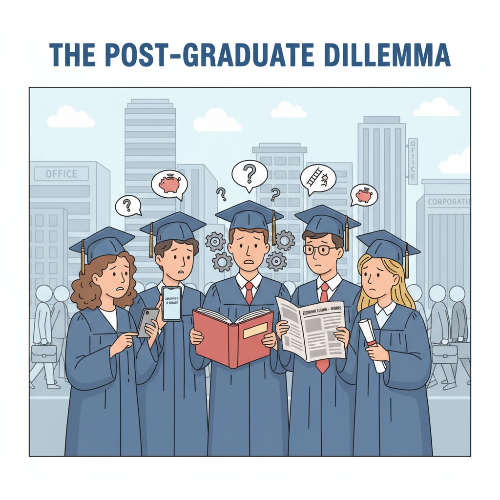 Young graduates searching for jobs in the 2025 job market related to university degrees and career development